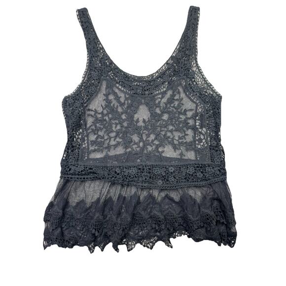 Black Sheer Fairy Witchy Lace Goth Whimsigoth Top Womens XSmall Romantic Y2K - Picture 1 of 10